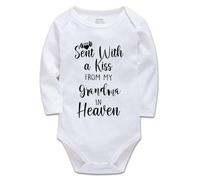 Baby Bodysuit,Sent with A Kiss from My Grandma in Heaven-Newborn Infant Creeper,One-Piece Bodysuit Long Sleeve