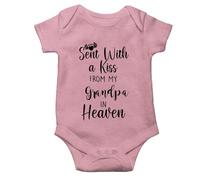 Baby Bodysuit,Sent with A Kiss from My Grandpa in Heaven-Newborn Infant Creeper,Pink Short Sleeve 9-12 Months