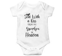 Baby Bodysuit,Sent with A Kiss from My Grandpa in Heaven-Newborn Infant Creeper,White Short Sleeve 0-3 Months