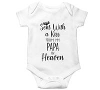 Baby Bodysuit,Sent with A Kiss from My Papa in Heaven-Newborn Infant Creeper,White Short Sleeve 0-3 Months