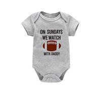 Baby Bodysuit Short Sleeve Letter Rugby Print Romper Newborn Infant Clothes Soft Casual Sleepsuits Onesies(Grey, 18-24 Months)
