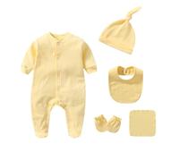 Baby Bodysuit Unisex Newborn Onesie Romper Print Long/Short Sleeve One-Pieces Cute Jumpsuit Cotton Pajamas Sibling Matching Outfits Toddler Kids Yellow