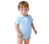Baby Bodysuits Casual Summer Outfit with Basic Solid Color Short Sleeve Polo Shirt Romper for Beach School Party Toddler 3-24 Months(Blue, 6-9 Months)