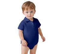 Baby Bodysuits Casual Summer Outfit with Basic Solid Color Short Sleeve Polo Shirt Romper for Beach School Party Toddler 3-24 Months(Navy, 6-9 Months)