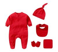 Baby Bodysuits Cute Grow for Girl or Boy and Comfortable Vests Jumpsuit Cotton Pajamas Grows First Birthday Romper Red