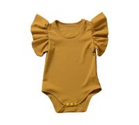 Baby Bodysuits Toddler Boy Girl Summer Top Print Long/Short Sleeve One-Pieces Onesie Bodysuit Comfortable Button and Cute Onesies First Birthday Romper Yellow