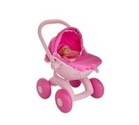 Baby Boo My First 4-in-1 Pram | Toddler’s Baby Doll Pushchair, Carry Cot & Stroller | Toy Pram with Adjustable Features for Dolls up to 36cm - Kids Role Play Buggy (Pink)