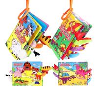 Baby Books 0-6 Months, Soft Sensory Toys with Crinkle Paper Dinosaurs & Farm Animals Themes, Newborn Baby Gifts for 3 6 12 Months
