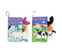 Baby Books Toys,Soft Cloth Books Baby Bath Book,Touch and Feel Crinkle Cloth Book for Infant Babys 0-3-6-12-18,Early Development Interactive Stroller Soft Toys (Glacier + Farm)