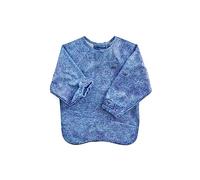 Baby Boosa® Comfort Fit Coverall Bib | Adjustable Neck & Arms | Baby Toddler 6-48 months | Keep clothes clean | Easy Wash | Weaning Apron | Eco Recycled | Dentist-Developed | BLW… (Denim Blue Print)
