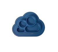 Baby Boosa Suction Plate for Baby Weaning with Built-in Silicone placemat, Cloud-Shaped Weaning Mat, Dentist Developed Non Slip Toddler Plate with Divided Compartments -Riviera Blue