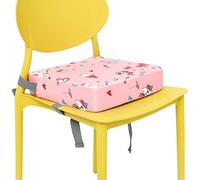 Baby Booster Cushion for Dining Chair 33x33x8cm, Detachable Washable Toddler Booster Seat with 2 Adjustable Straps, Comfortable Heightening Cushion for Boy and Girl