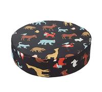 Baby Booster Seat Cushion Dinosaur Printed Round, Fansu Toddler Kid Dismountable Heightening Dining Chairs Pad Washable Thick Highchair Booster Cushion Mat with Straps (12.6X 3.1 in,Black)
