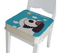 Baby Booster Seat Cushion Square, Fansu Cartoon Printed Toddler Kid Dismountable Heightening Dining Chairs Pad Washable Thick Highchair Booster Cushion Mat with Straps (Dog,15.7x15.7x2 in)