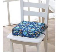 Baby Booster Seat Cushion Square, Fansu Toddler Kid Cartoon Dismountable Heightening Dining Chairs Pad Washable Thick Highchair Booster Cushion Mat with Straps (Blue Universe)
