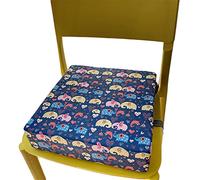 Baby Booster Seat Cushion Square, FANSU Toddler Kid Cartoon Dismountable Heightening Dining Chairs Pad Washable Thick Highchair Booster Cushion Mat with Straps (Blue Elephant)