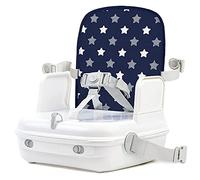 Baby Booster Seat for Dining Table by Benbat. Portable, Washable Infant Feeding Booster Seat. Easy Folding & Adjustable Safety Harness (Navy Stars)