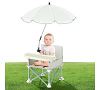 Baby Booster Seat with Tray, Baby Folding Dining Chair, Portable Baby Dining Chair with Sunshade, Toddler Travel Feeding Chair for Indoor Outdoor Camping Beach Lawn