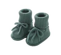 Baby Booties Newborn Baby First Walkers Shoes Cozy Warm Knit Soft Booties for Toddler Infant Boy Girl (Green, 3-6 Months)