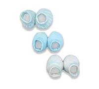 Baby Booties - Pack of 3 - Soft & Adjustable, 100% Cotton Machine Washable, Essentials for Newborns (Light Blue, UK Footwear Size System, Infant, Women, Age Range, Narrow, 0 Months, 3 Months)