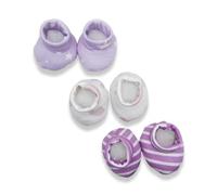 Baby Booties - Pack of 3 - Soft & Adjustable, 100% Cotton Machine Washable, Essentials for Newborns (Lilac, UK Footwear Size System, Infant, Women, Age Range, Narrow, 0 Months, 3 Months)
