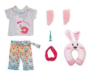 BABY born 829363 Bath Deluxe Good Night Set-Fits Dolls up to 43cm-for Small Hands-Dougnut Print Pyjama-Includes Headband, Socks & Toothbrush-Ages 3 & Up