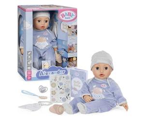 BABY born Alexander 43cm, soft 43cm doll with 7 electronic functions and sound for children from 3 years, in ccessories