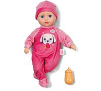BABY born Anna Pink, soft 36cm baby doll with fabric body, with pink romper and sleeping eyes, incl. bottle