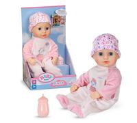 BABY born Anna Rose, soft 36cm baby doll with fabric body, with pink romper and sleeping eyes, in ottle