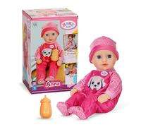 BABY Born Anna with Pink Romper Soft 36 cm Baby Doll with Fabric Body and Sleeping Eyes Including Bottle Pink