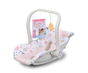 BABY born Baby Car Seat for Dolls Sized 36 cm & 43 cm - With Floral Design, Adjustable Carry Handle & 3-Point Harness Doll Accessory