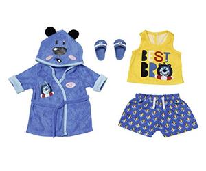 BABY born Bath Deluxe Boy Outfit 43 cm - For Toddlers 3 Years and Up - Easy for Small Hands - Includes Bathrobe, Vest and Shorts Pyjamas and More