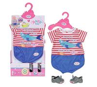 Baby born Bath Pyjamas with Shoes Blue 834268 - Accessories for Dolls up to 43cm - Features Shark-Themed Print & Matching Slippers - Ideal for Baby born Bathtub - Suitable for Kids from 3+