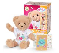 BABY born bear - Soft teddy bear with movable arms & legs - Cuddly toy with white romper & incl. accessories - Suitable for children aged 0+