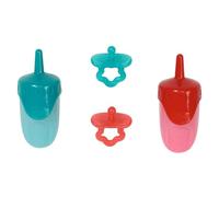 BABY born Bottle and Dummy Set - Accessories for 36 cm Dolls for Toddlers - Available in Pink/Red, or Cool Green - Includes One Feeding Bottle and Dummy - Suitable for Kids from 2+