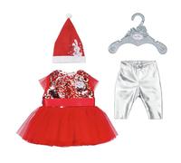 BABY born Christmas Dress, Doll Festive Dress with Sequins, Leggings and Christmas Hat for 43cm Dolls, For Children Aged 3+, 836118 Zapf Creation