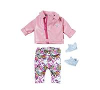 BABY born City Deluxe Scooter Combo 43 cm for Dolls -Easy for Small Hands, Creative Play Promotes Empathy & Social Skills, For Toddlers 3 Years & Up -Includes Faux-Leather Pink Jacket & Blue Trainers