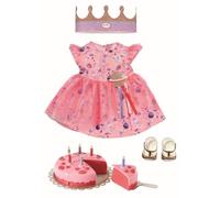 BABY born Deluxe Happy Birthday Set 43cm - For Toddlers 3 Years and Up - Easy for Small Hands - Includes Birthday Set, Dress, Shoes, Crown and Cake
