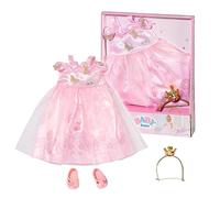 Baby born Deluxe Princess Gown 834169 - Accessories for Dolls up to 43cm - Includes Pink Gown, Headband with Crown, and Pink Shoes - Suitable for Kids from 3+