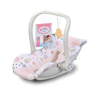 BABY born Baby Car Seat with floral design, swiveling handle, and 3-point harness, suitable for 36cm and 43cm dolls