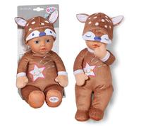 BABY born for babies Sleepy Deer, Soft 30cm Fabric Doll with Deer-design hat and Integrated Rattle for Newborn Babies, 836552 Zapf Creation, Braun Or Grau