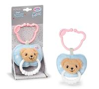 BABY born for Babies Plush Dummy with Teether and Clip | Teething ring with clip, squeaker, soft bear face, washable