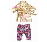 "BABY born Happy Birthday Coat 43 cm - Glitzy Gold Design - Easy for Small Hands, Creative Play Promotes Empathy & Social Skills, For Toddlers 3 Years & Up - Incl. Jacket, Trousers & Hanger, Black"