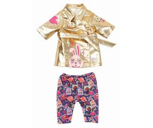 "BABY born Happy Birthday Coat 43 cm - Glitzy Gold Design - Easy for Small Hands, Creative Play Promotes Empathy & Social Skills, For Toddlers 3 Years & Up - Incl. Jacket, Trousers & Hanger, Black"