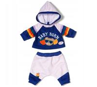 BABY born Navy Tracksuit for 43 cm Dolls with Hoodie | Hoodie with Teddy print, grey trousers, fits 43 cm dolls