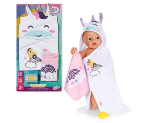 BABY born Kapuzenhandtuch Set - Mit Einhorn- & Regenbogenhandtuch - Hochwertiges