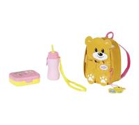 BABY Born Zapf Creation 834961 Nursery Backpack Set 36 cm Yellow Doll Backpack in Bear Shape with Lunch Box and Water Bottle