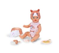 BABY born Lena 36 cm in romper with cat motif, 36 cm doll with 7 functions for children aged 1+, works without batteries