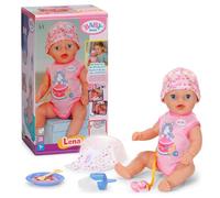 BABY born Lena in pink romper, 36 cm tall doll with 7 functions for children from 1 year old, works without battery