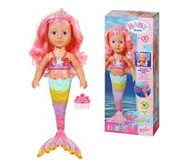 BABY born Little Sister Mermaid - 46cm Mermaid doll with body tattoos, a moving tail hair for styling - Includes comb and tiara - Suitable for children aged 3+ years - 833681